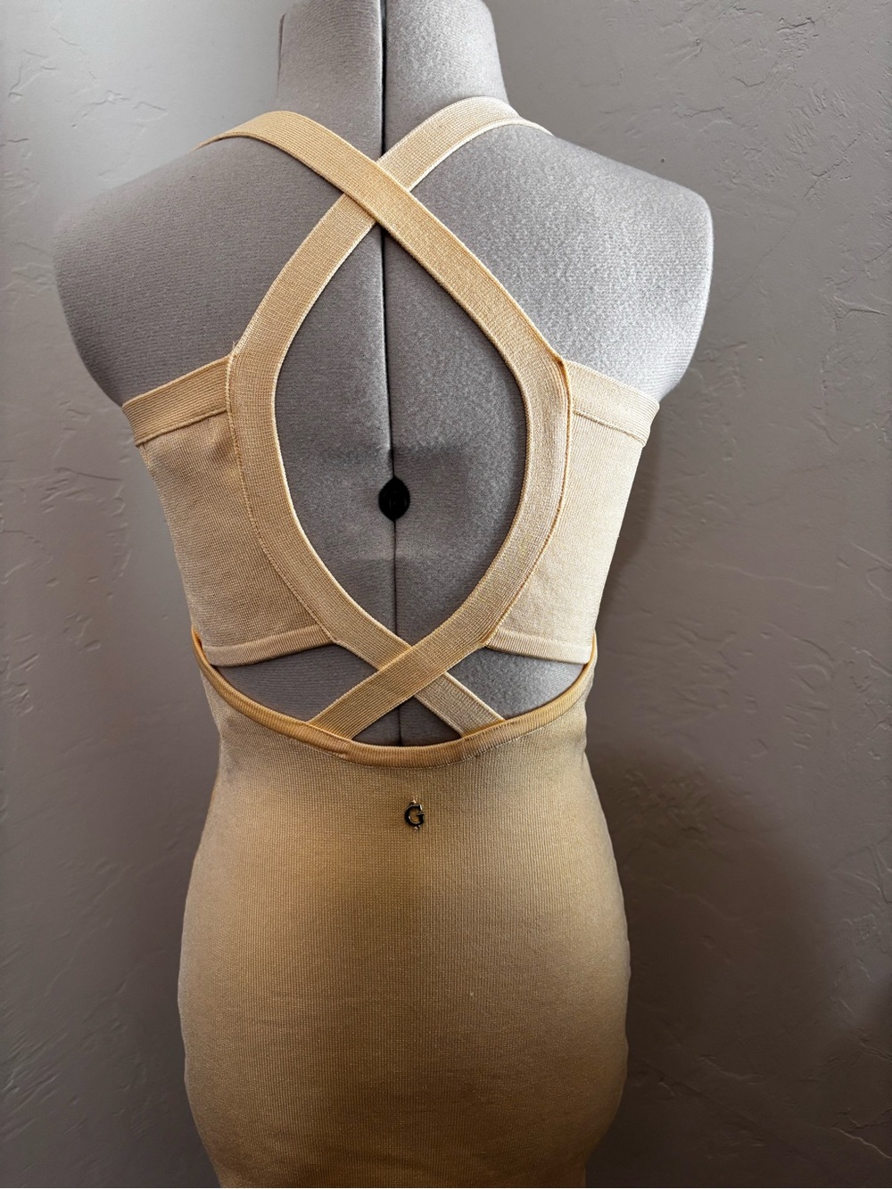 Guess • Open-Back Cross-Strap Bodycon Dress in Orange cream